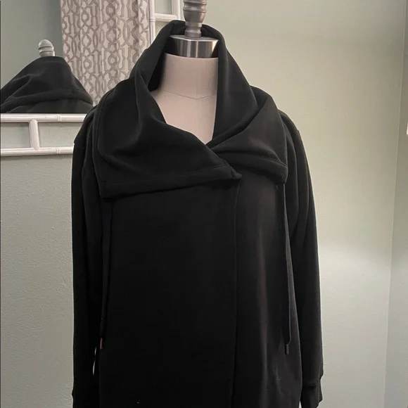 Women's Black Zella Wrap Neck Fleece lined Jacket - Picture 1 of 7